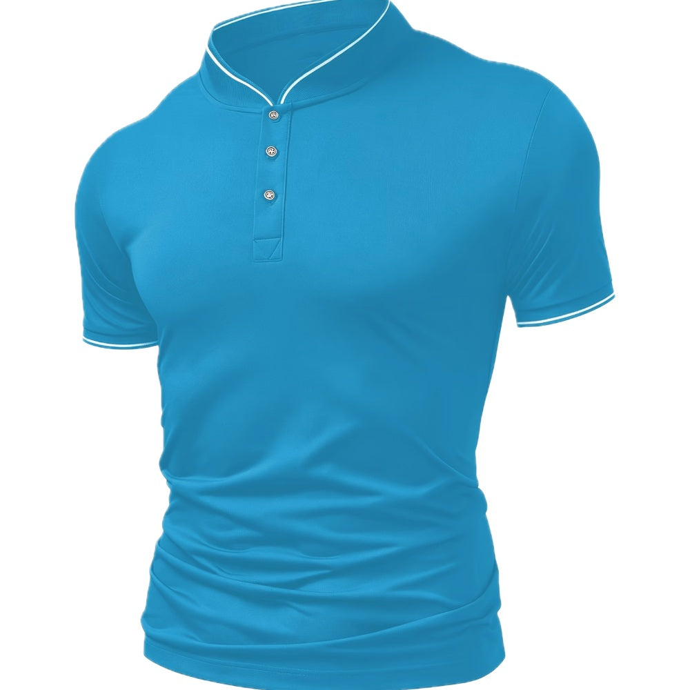 Quinn Hayes Stand-Collar Shirt - Blue - view 1