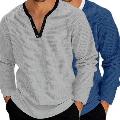 Ronan Pike Textured Henley - Grey - view 2