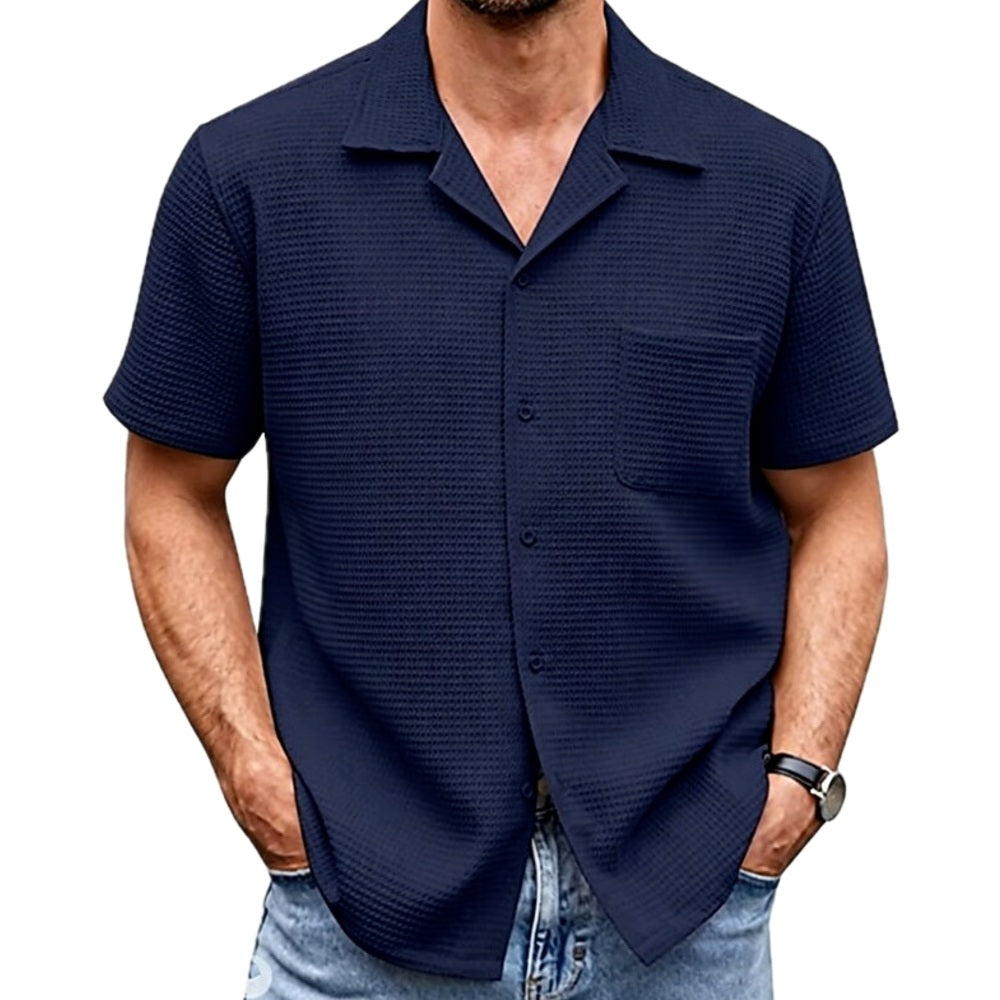 Soren Pike Waffle Shirt - Navy - view 1