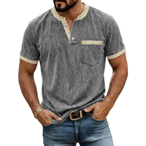 Tavian Moss Washed Henley - Grey - view 1