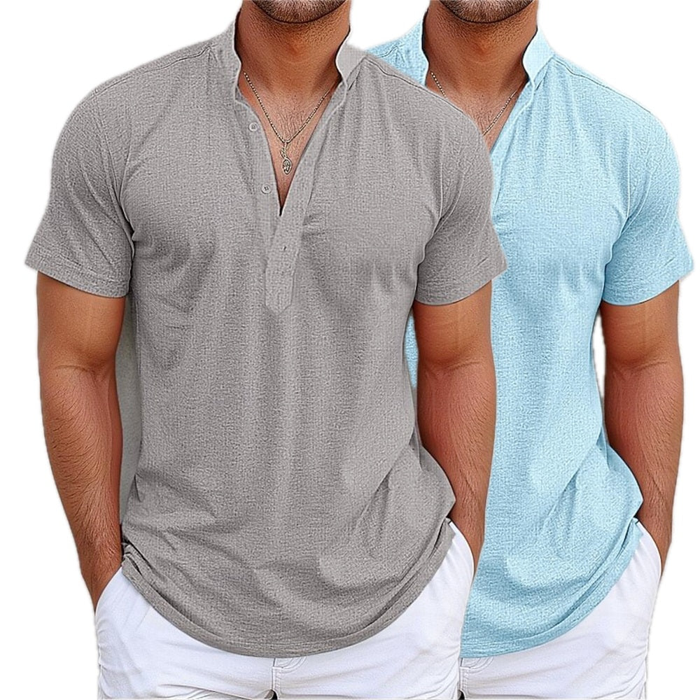 Tobias Lane Band-Collar Shirt - Blue - view 2
