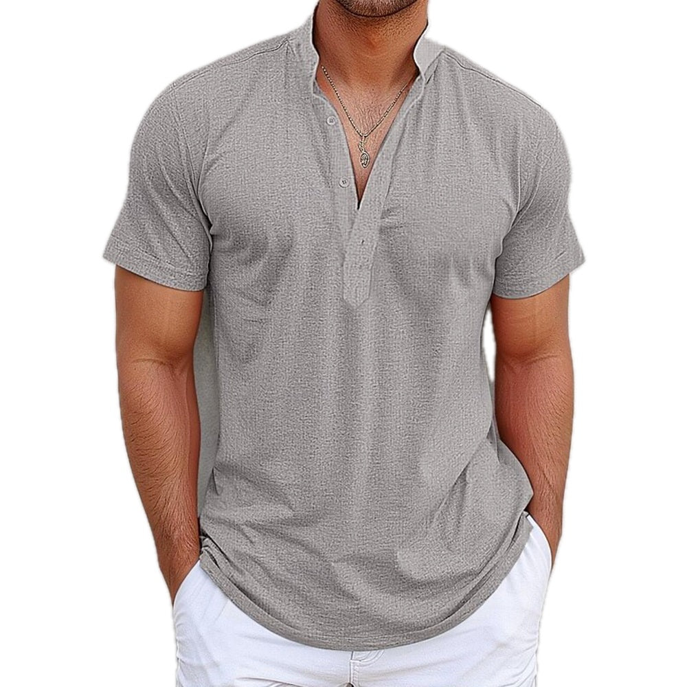 Tobias Lane Band-Collar Shirt - Grey - view 1