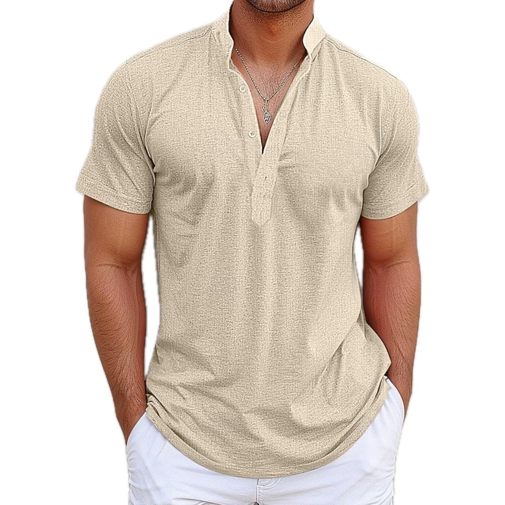 Tobias Lane Band-Collar Shirt - Khaki - view 1