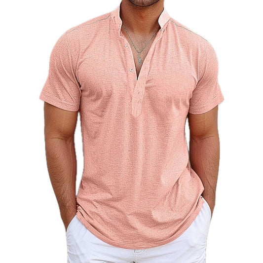 Tobias Lane Band-Collar Shirt - Pink - view 1