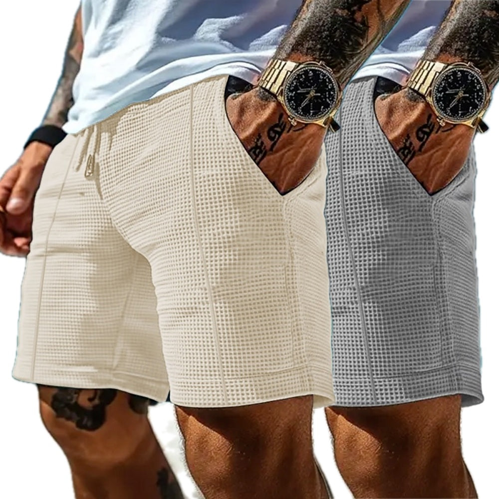 Tobin Reed Waffle Shorts - Beige - view 2
