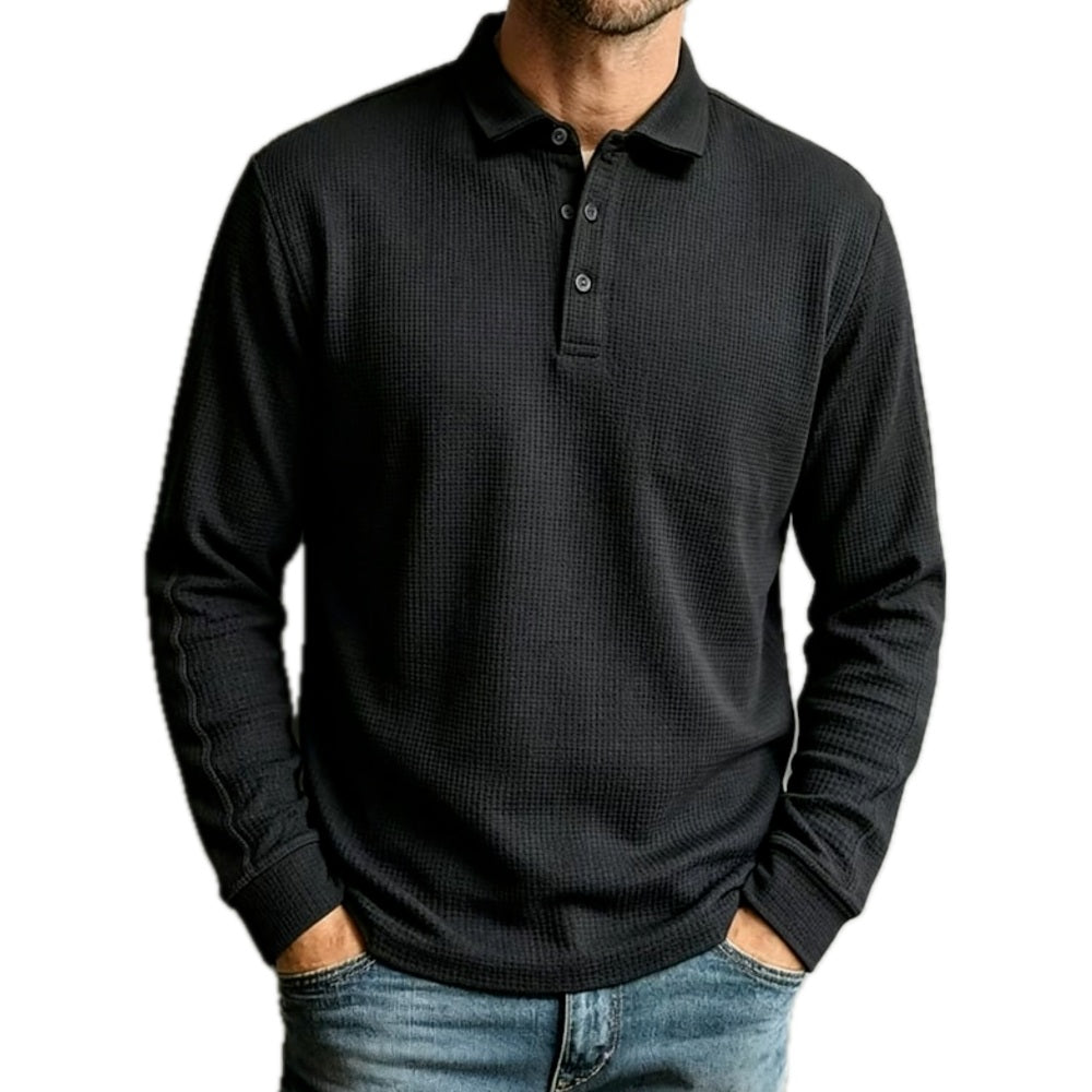 Tristan Pike Textured Polo - Black - view 1