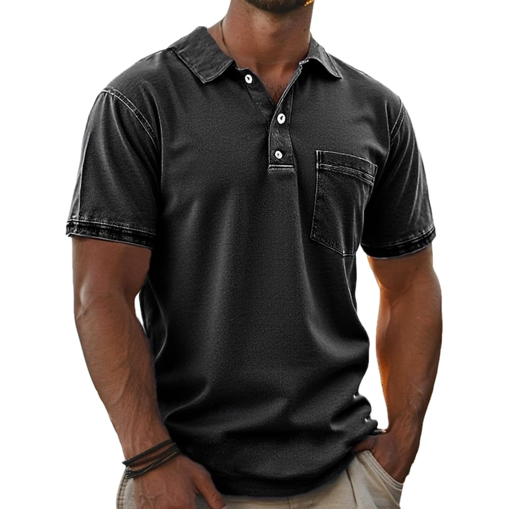 Tristan Vale Washed Polo - Black - view 1