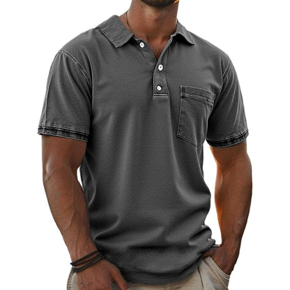 Tristan Vale Washed Polo - Grey - view 1