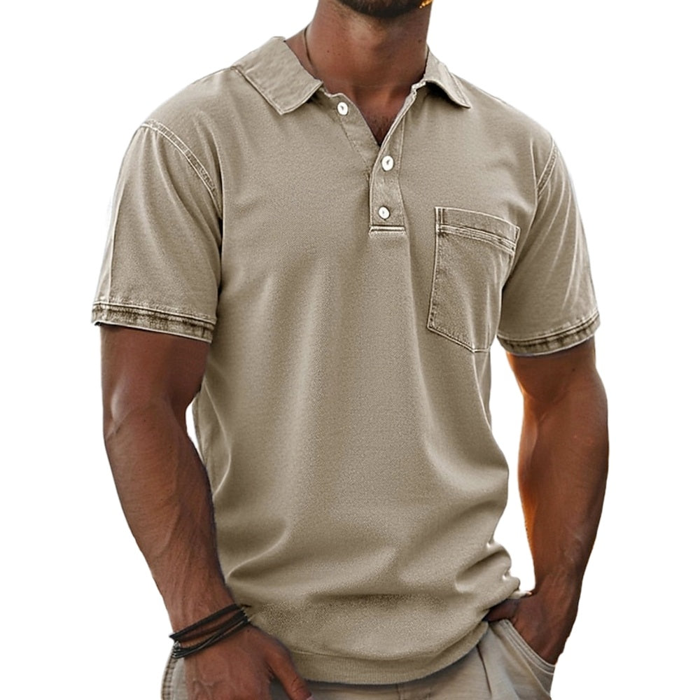 Tristan Vale Washed Polo - Khaki - view 1