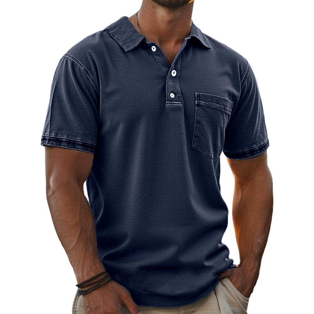 Tristan Vale Washed Polo - Navy - view 1