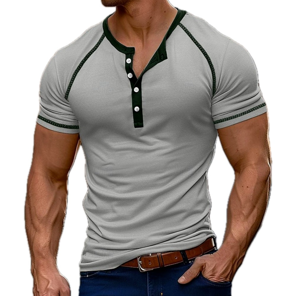 Tristan Wade Color-Block Henley - Grey - view 1