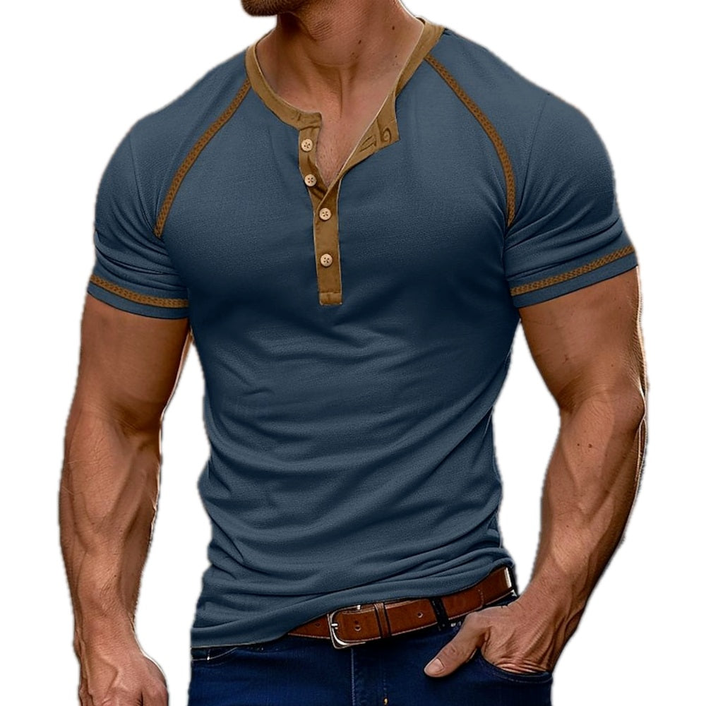 Tristan Wade Color-Block Henley - Grey - view 4