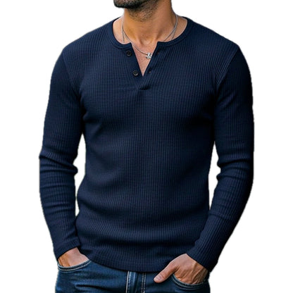 Truett Cole Ribbed Henley - Navy - view 1
