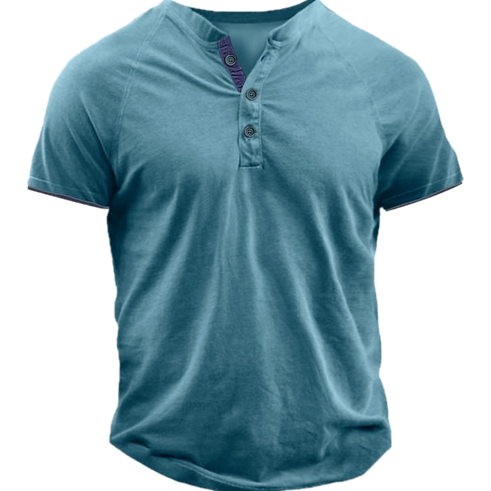 Vaughn Pierce Button Henley - Blue - view 1