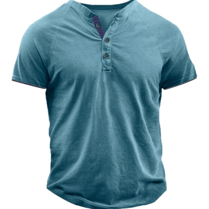 Vaughn Pierce Button Henley - Blue - view 1
