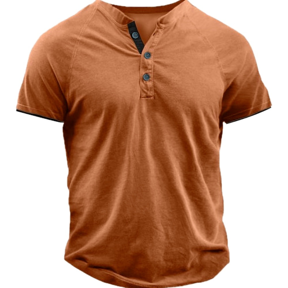 Vaughn Pierce Button Henley - Orange - view 1