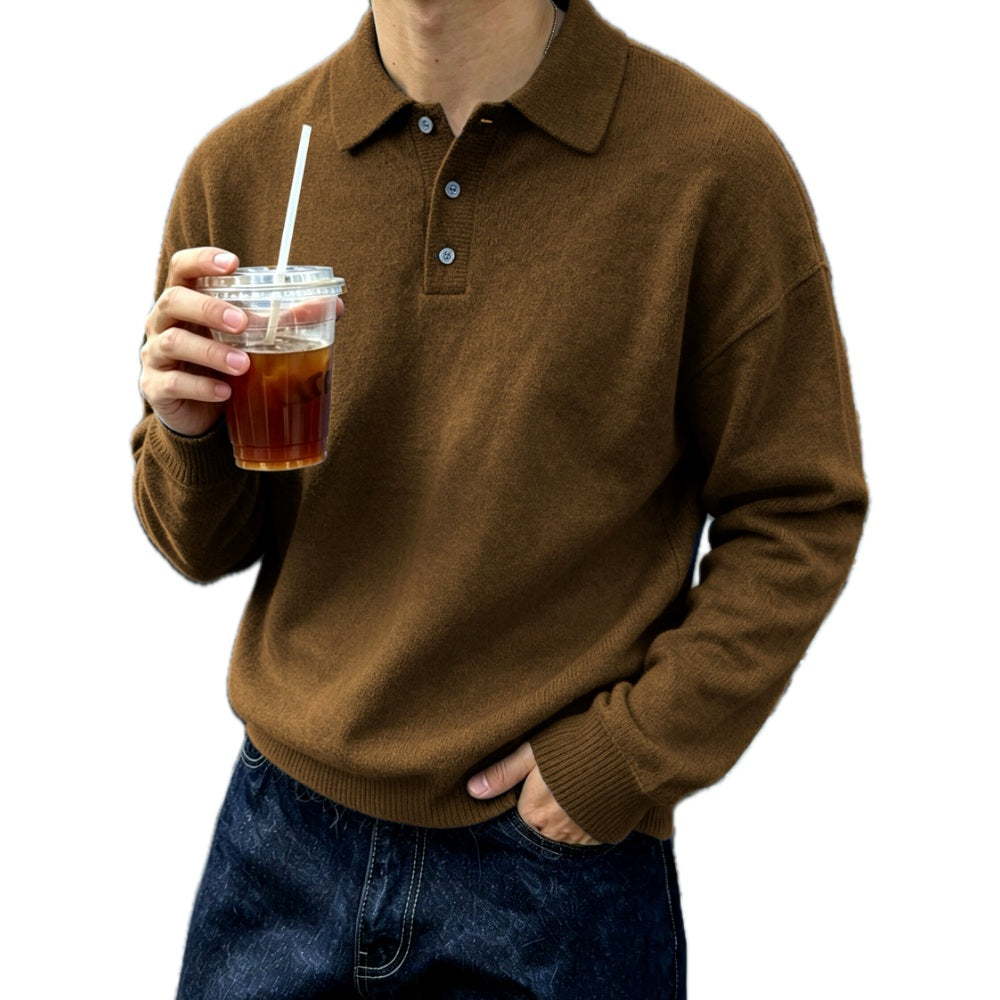 Victor Rowan Half-Button Sweater - Brown - view 1