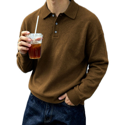 Victor Rowan Half-Button Sweater - Brown - view 1