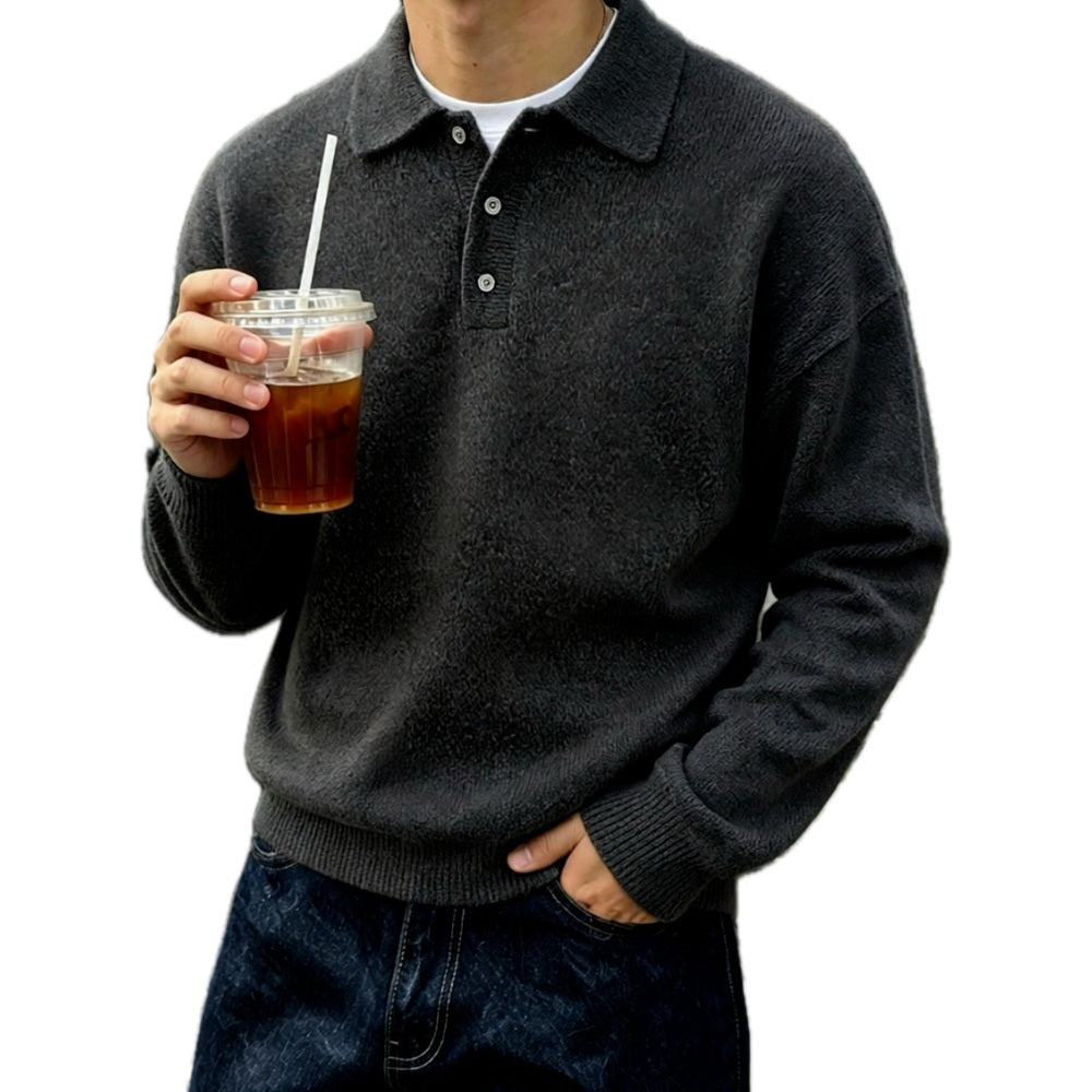 Victor Rowan Half-Button Sweater - Grey - view 1