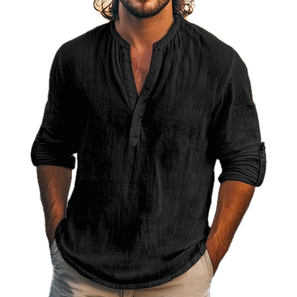 Wesley Pike Pocket Henley - Black - view 1