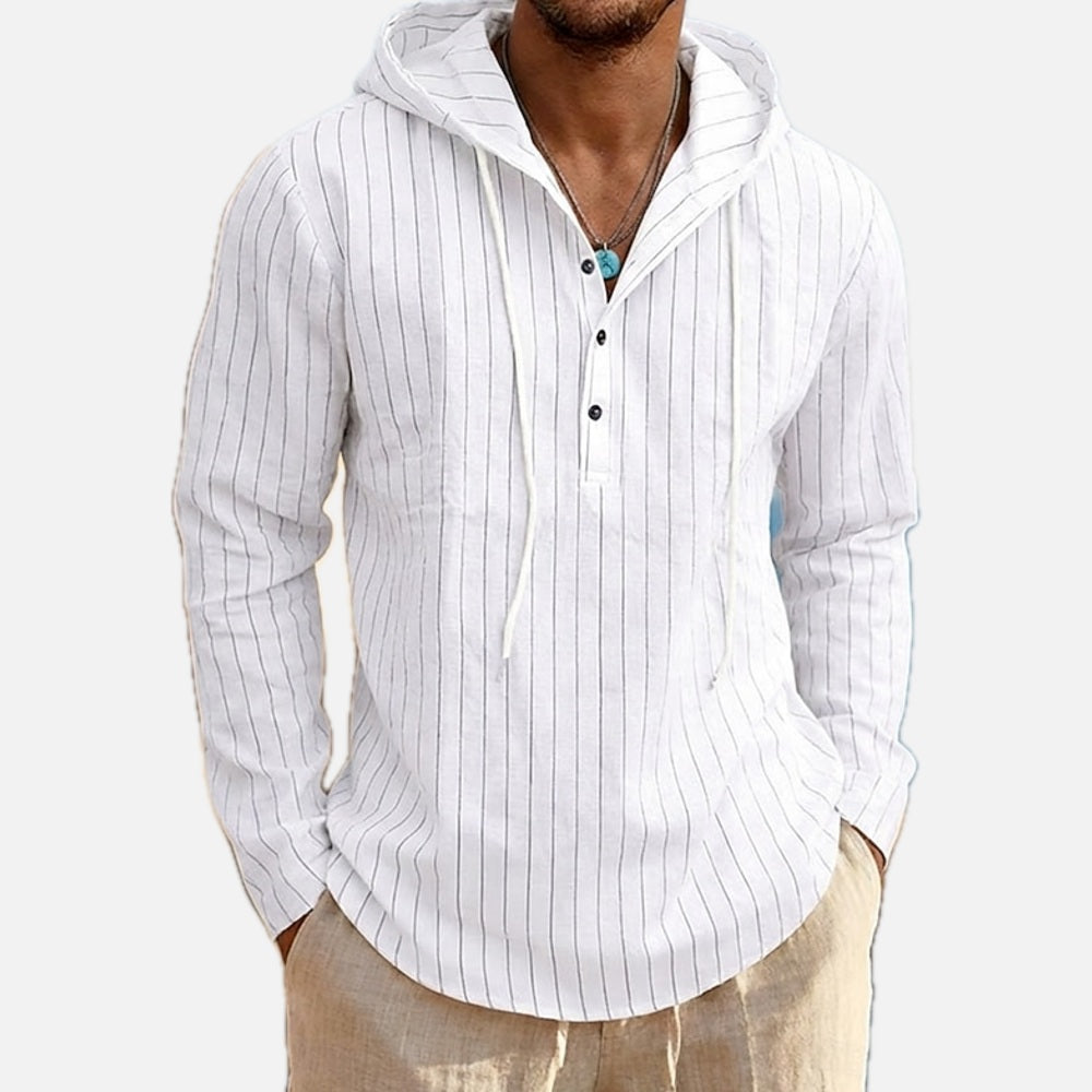Xavian Brooks Striped Hoodie - White - view 1