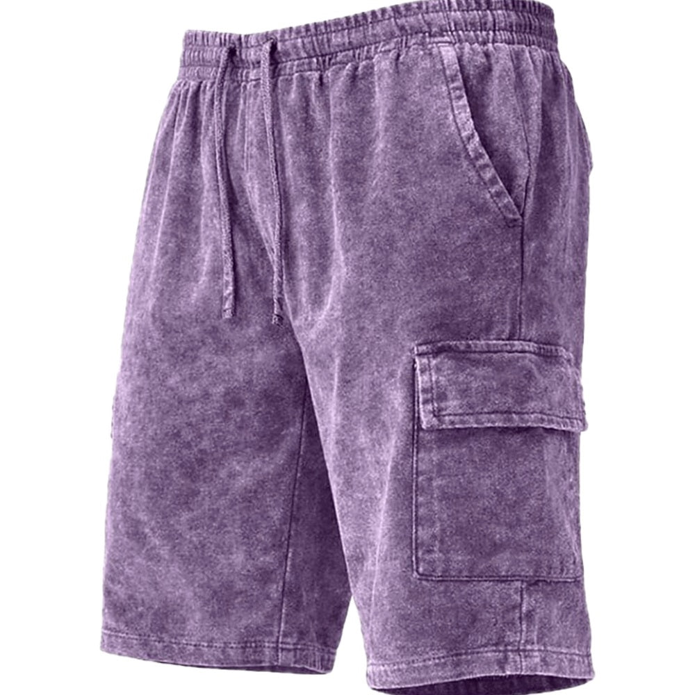 Xavier Cole Acid-Wash Shorts - Purple - view 1