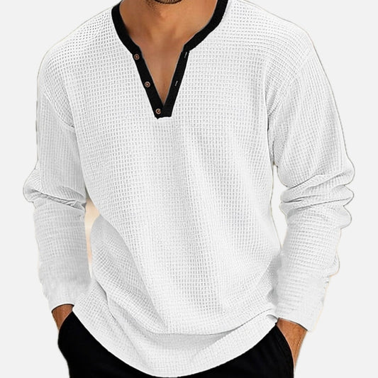 Xavier Cole Patchwork Henley - White - view 1