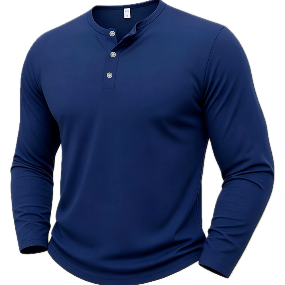 Yannick Felix Henley Shirt - Navy - view 1