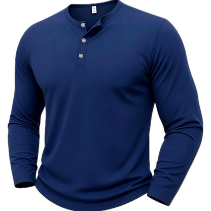 Yannick Felix Henley Shirt - Navy - view 1