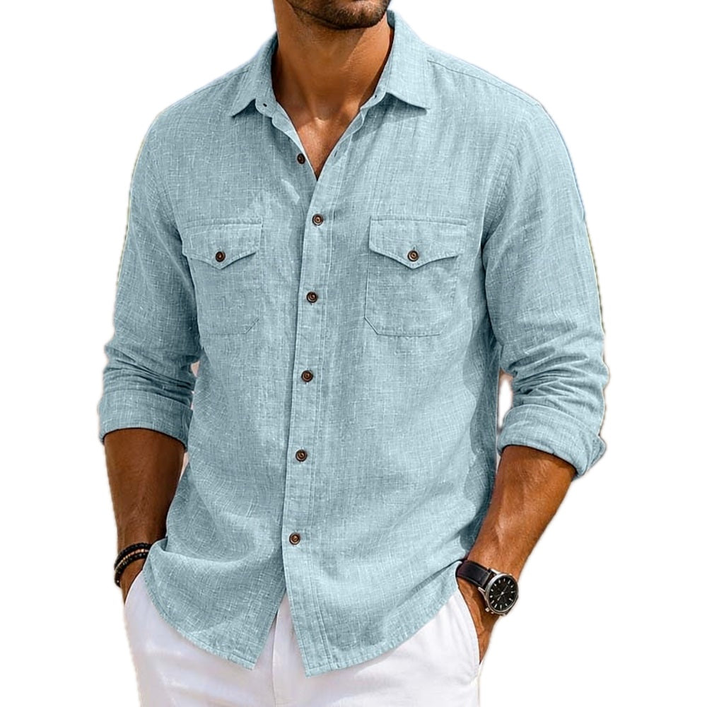 Yates Moss Pocket Shirt - Blue - view 1
