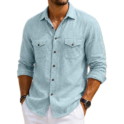 Yates Moss Pocket Shirt - Blue - view 1