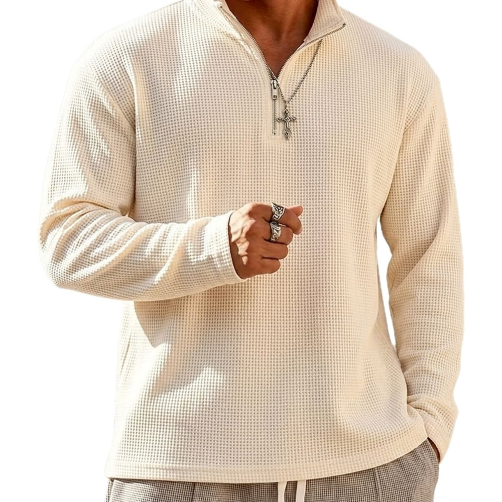Yates Nolan Waffle Henley - Beige - view 1