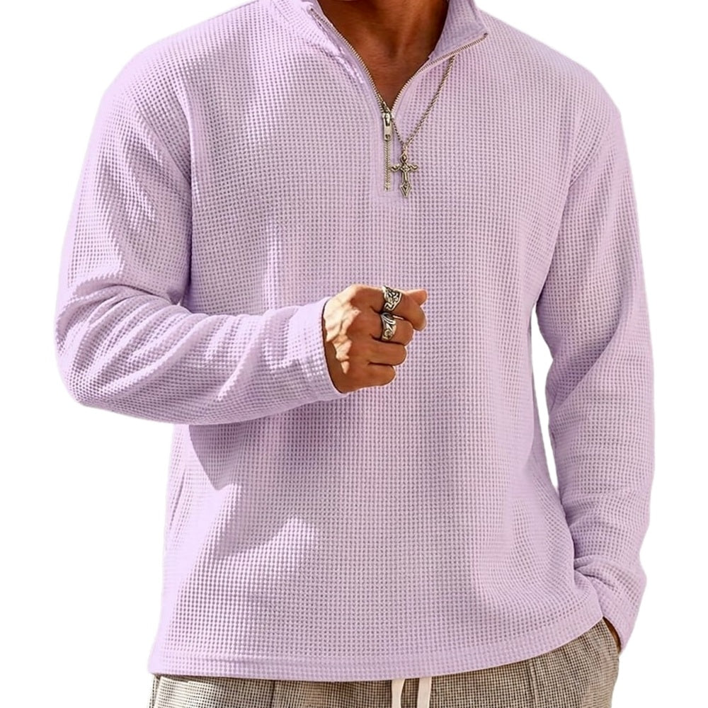 Yates Nolan Waffle Henley - Purple - view 1