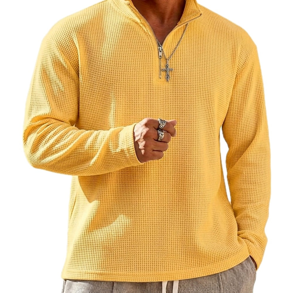 Yates Nolan Waffle Henley - Yellow - view 1