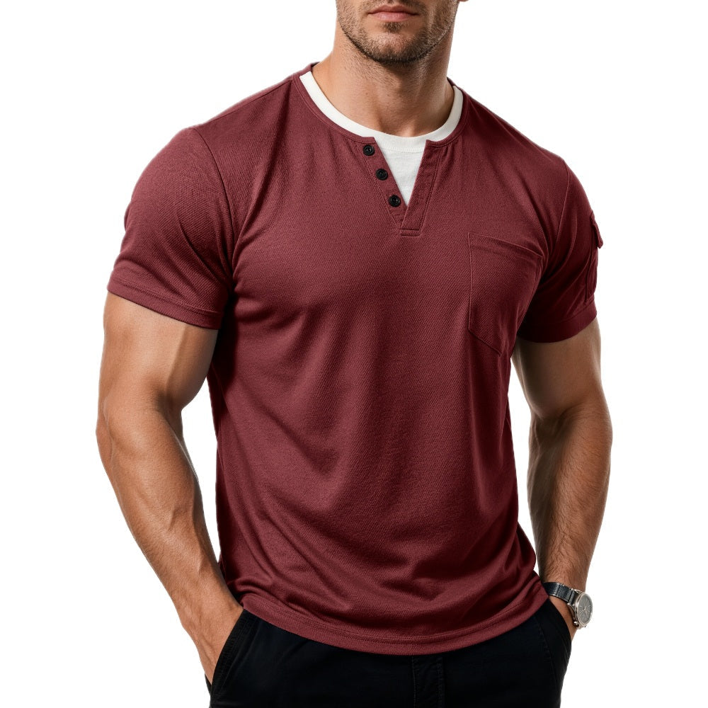 York Bennett V-Neck Tee - Burgundy - view 1
